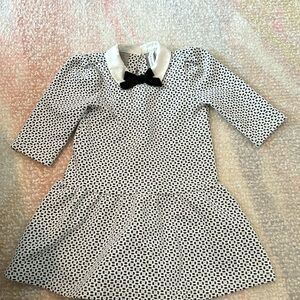 Janie and Jack Black and White Colored dress with velvet bow